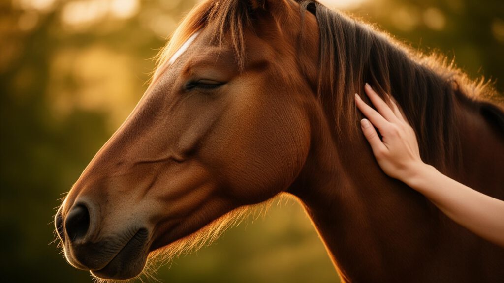 Entspanntes Pferd während einer Akupunktur-Behandlung in der Tierheilpraxis Elsner im Ahrtal